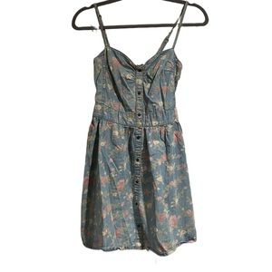 COPY - Y2k • Tinseltown • small light denim floral mini dress